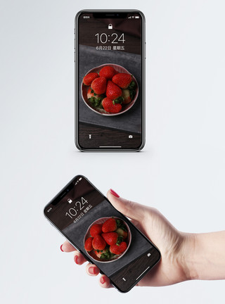 美食促销草莓手机壁纸模板