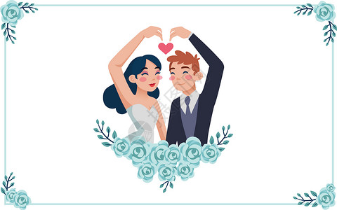 外国人婚礼头像情侣插画