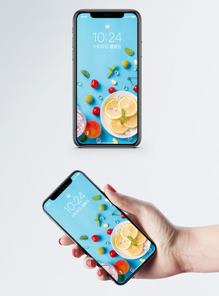 小清新美食背景柠檬薄荷水果手机壁纸模板