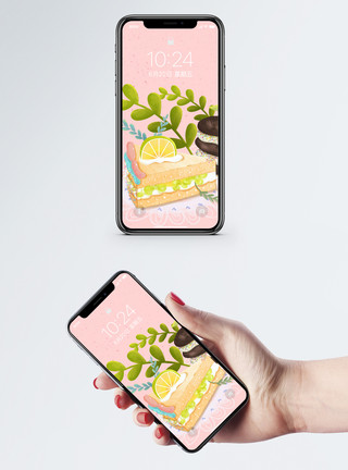 美食促销卡通蛋糕手机壁纸模板