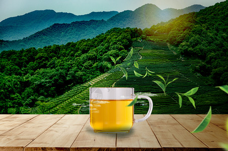 古风壁画茶与饮食健康设计图片