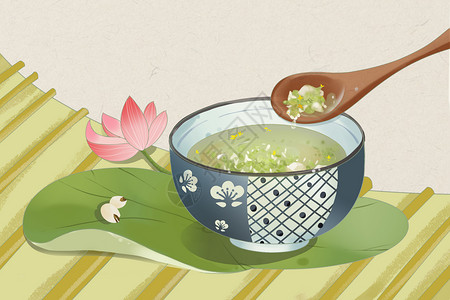 糖水片绿豆汤插画