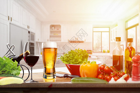 水果啤酒创意厨房酒杯场景设计图片