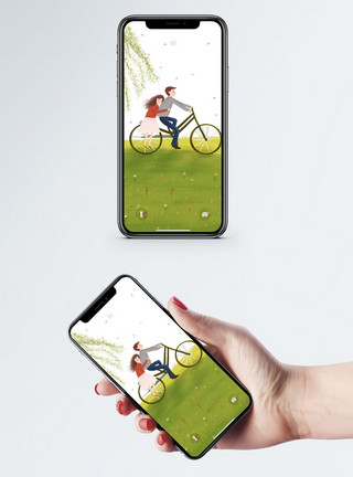 情侣骑自行车爱情手机壁纸模板