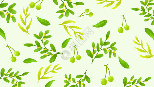 橄榄果实花卉植物背景插画