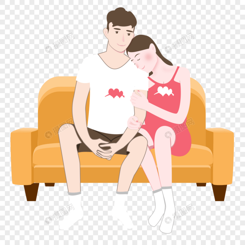 沙发上的情侣图片