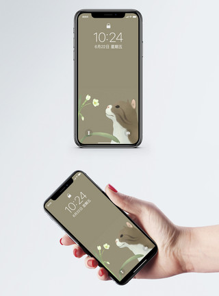 漳平水仙猫与花手机壁纸模板