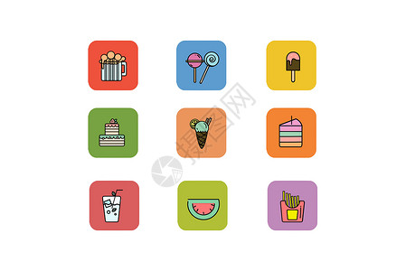 西瓜味棒棒糖夏季餐饮类图标插画
