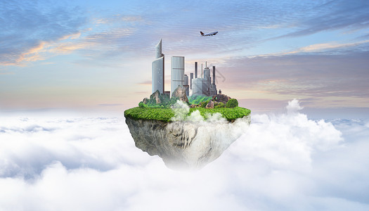 漂浮的云天空之城设计图片