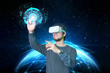 VR科技探索宇宙背景图片