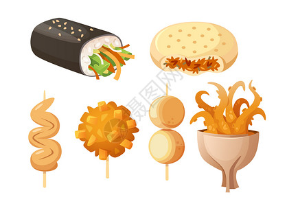 蟹柳寿司美食食物小吃插画