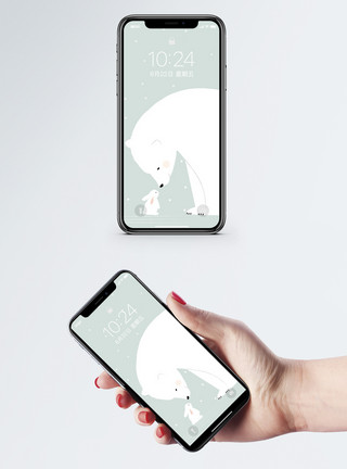 仙兔白熊与兔手机壁纸模板