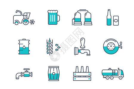 运输车图标啤酒工业图标插画