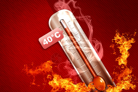 红色火背景创意高温温度计设计图片
