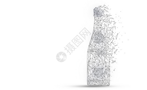 白色玻璃瓶啤酒瓶黑白背景设计图片