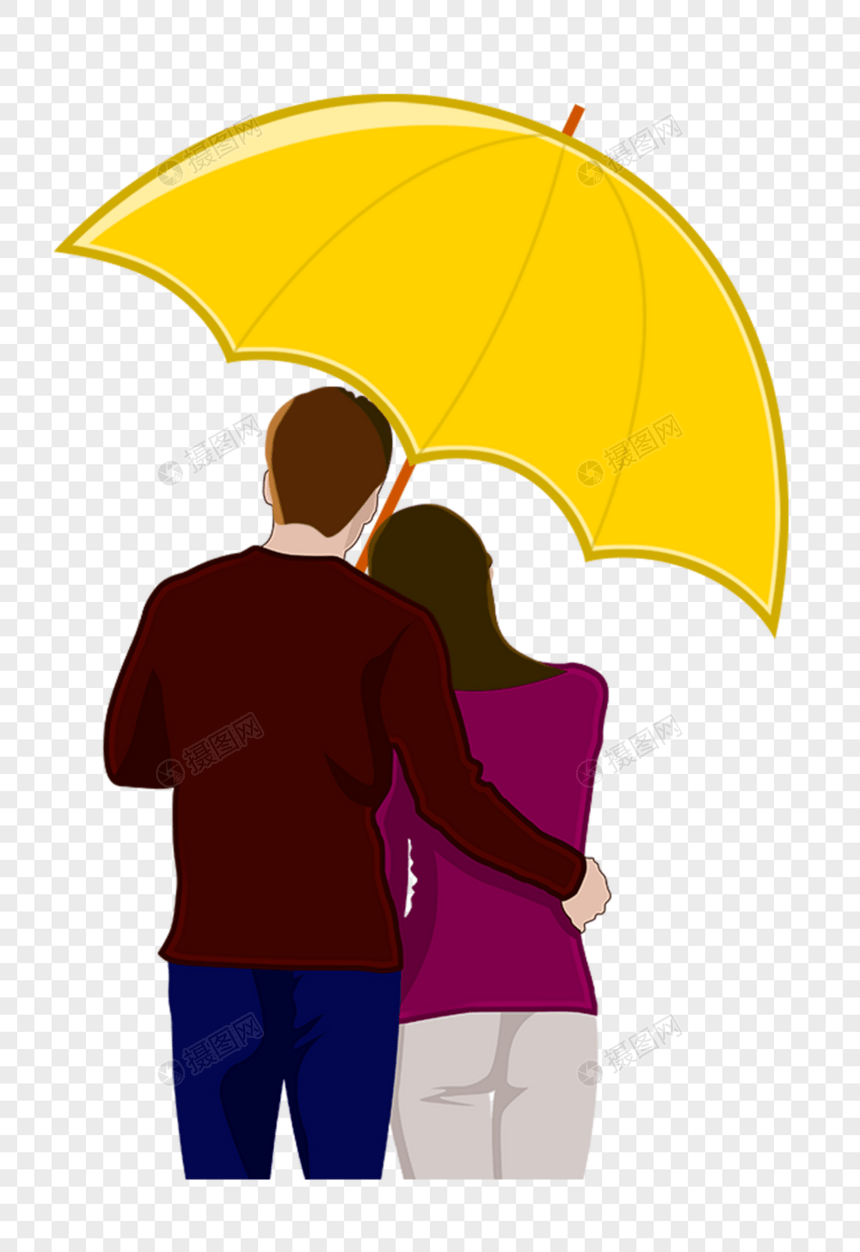 伞下情侣图片