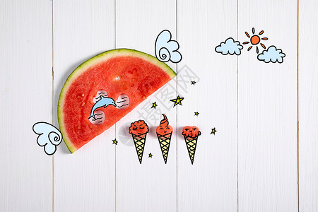 冰淇淋吃惊表情夏日清新创意摄影插画插画
