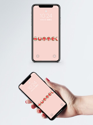 粉色中空字母summer手机壁纸模板
