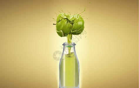 青苹果图框夏日苹果汁设计图片