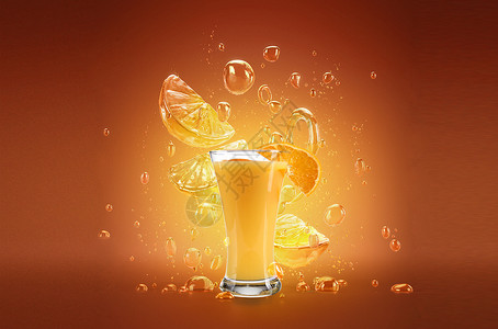 新鲜的苹果汁夏日创意橙汁设计图片