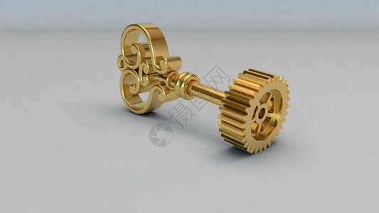 金色皇冠金钥匙齿轮设计图片