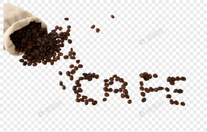 咖啡豆麻袋和字母图片