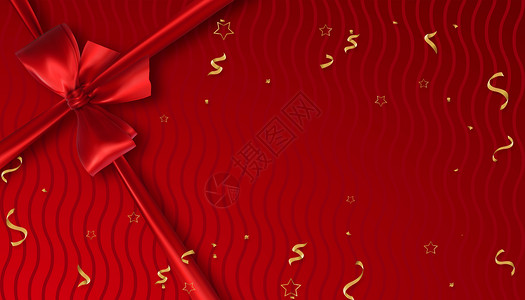 时尚包的素材红色蝴蝶结海报背景设计图片
