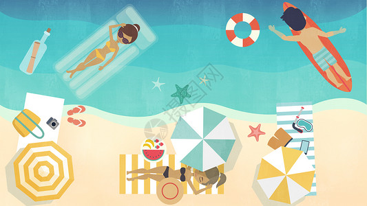 海滩度假惬意插画副本图片