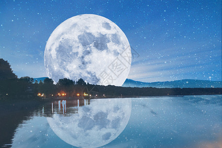 静背景星空下的月亮设计图片