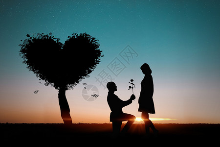 浪漫情人节树浪漫爱情背景设计图片