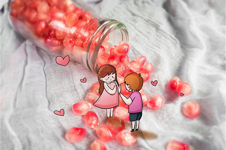 玻璃瓶爱情一起约会吧创意摄影插画插画