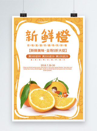 果园鸡新鲜橙子海报模板