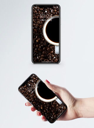 咖啡女素材咖啡豆手机壁纸模板