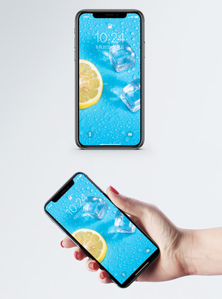蓝色柠檬清凉手机壁纸模板
