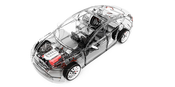 汽车结构图解透明汽车场景设计图片