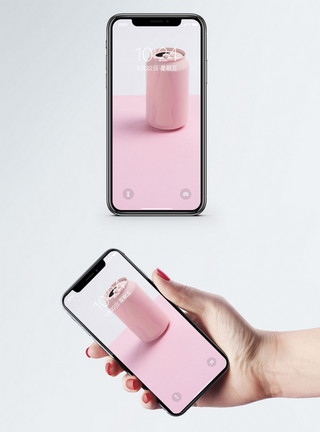 粉嫩海报粉色可乐罐手机壁纸模板