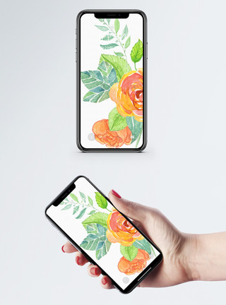 水彩玫瑰花手绘花朵手机壁纸模板