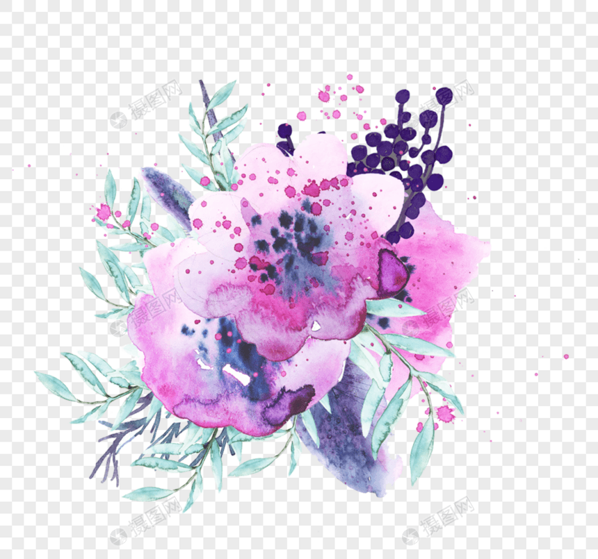 手绘紫色花朵图片