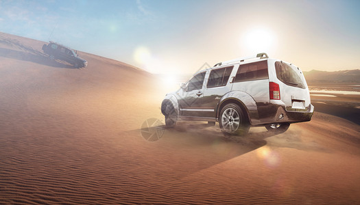 沙漠中的胡杨沙漠中的汽车设计图片