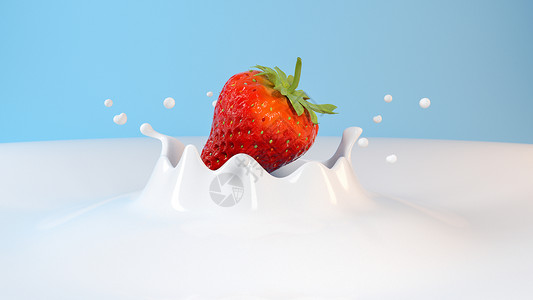 果蔬特写牛奶草莓设计图片