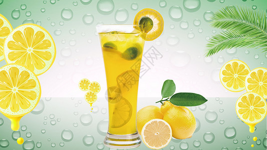水滴柠檬夏季清凉饮品设计图片