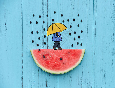 打伞的人西瓜子雨高清图片