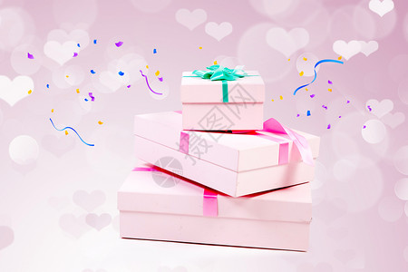小清新素材包粉色礼盒设计图片