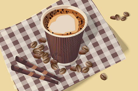 吸管饮料咖啡插画