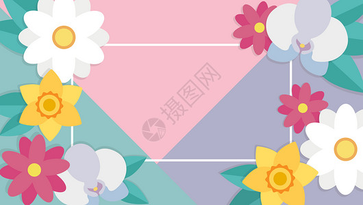 女装裙装素材花朵背景插画