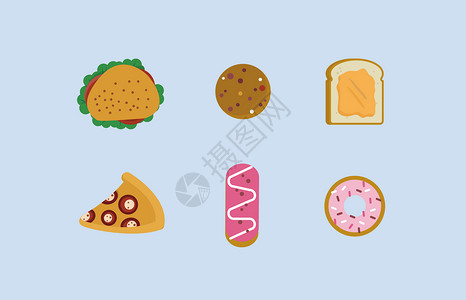 吃甜甜圈高热量的食物插画