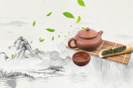 茶与养生素材中国风茶背景设计图片