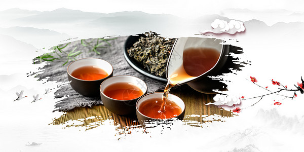 茶背景中国风水墨茶艺高清图片