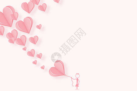 折纸气球浪漫爱心背景设计图片