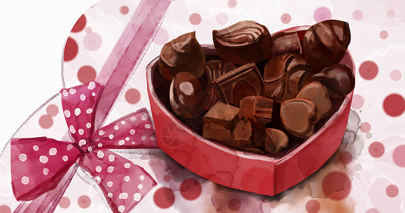 巧克力插画心形甜品高清图片